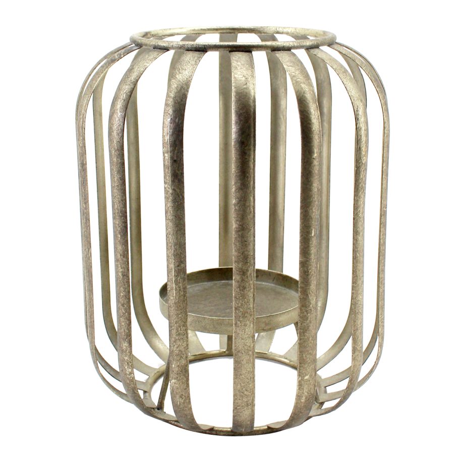 METAL LANTERN 8"X7.5"H CHAMPAGNE FINISH