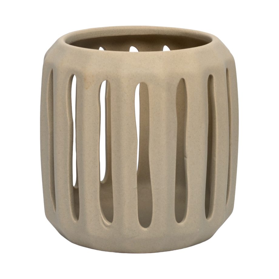 CERAMIC LANTERN 5"X5" SAND FINISH