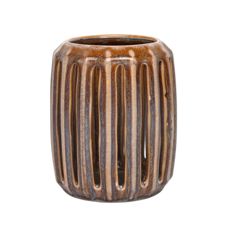 CERAMIC LANTERN 6"X7" BRONZE FINISH