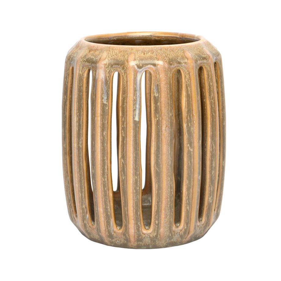 CERAMIC LANTERN 6"X7" GREEN FINISH