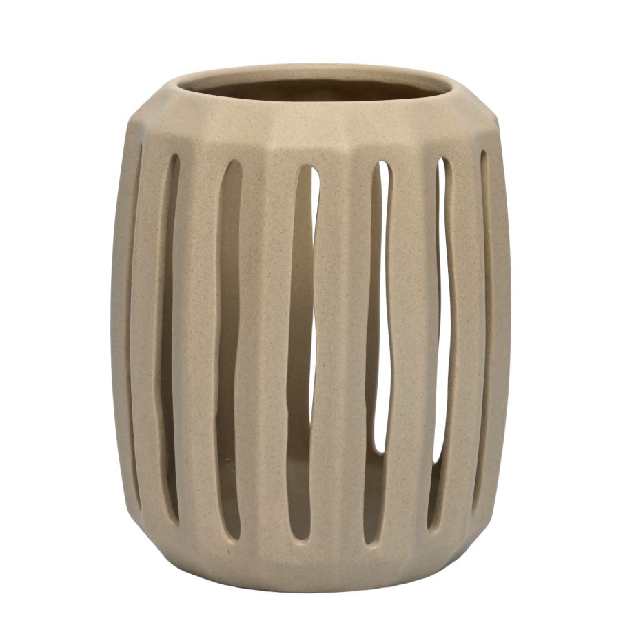CERAMIC LANTERN 6"X7" SAND FINISH