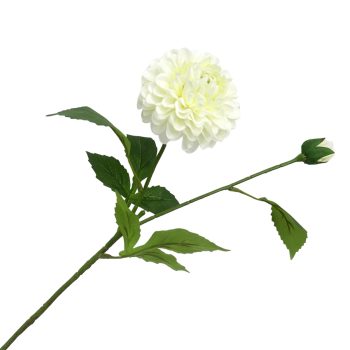 STEM DAHLIA 20.5" X11" WHITE DOUBLE HEAD