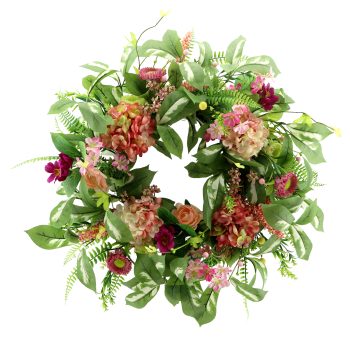 WREATH HYDRANGEA 24" MIXED PINK/CORAL