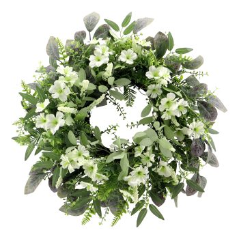 WREATH JADE PHLOX 24" WHITE GREEN