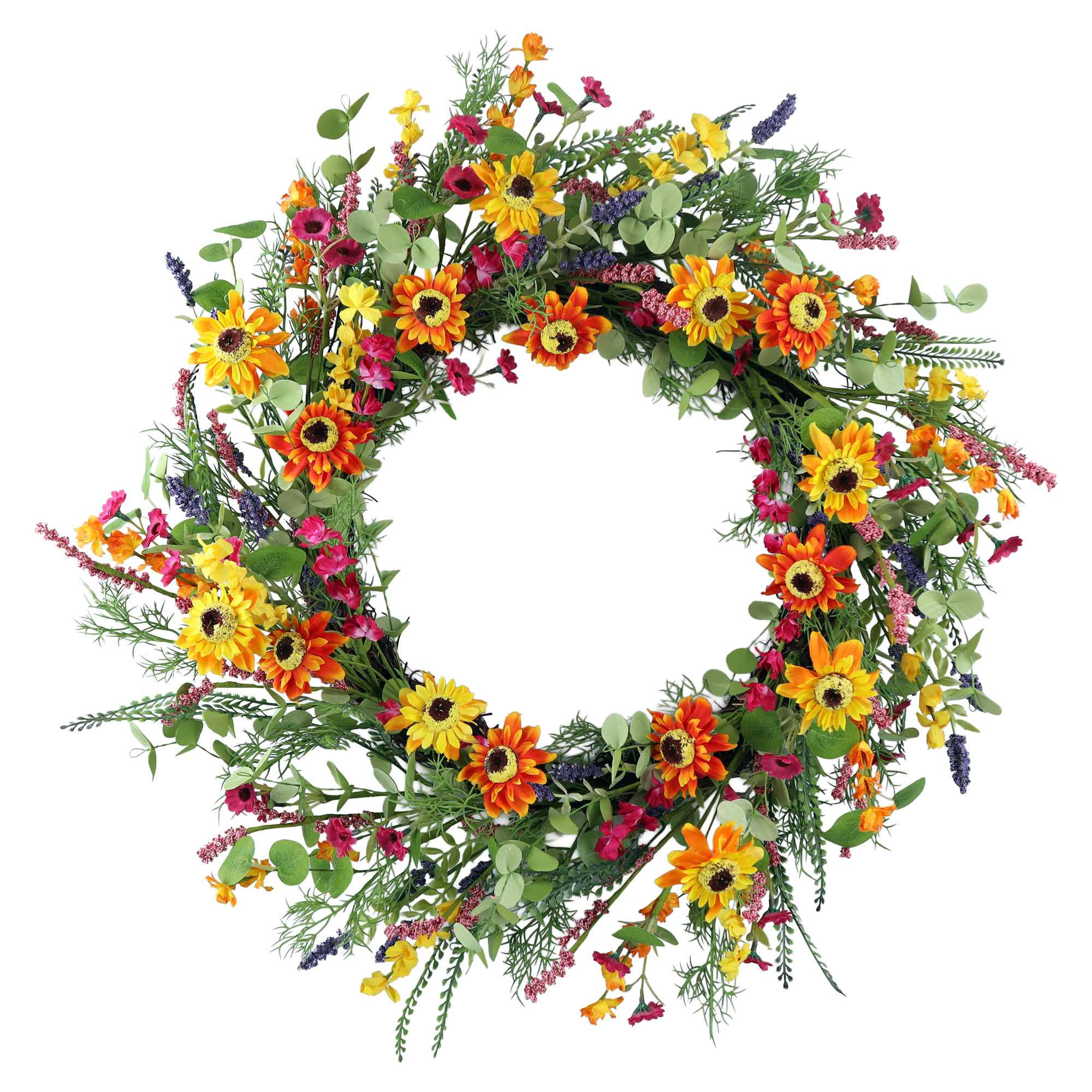 WREATH WILDFLOWER 28" MIXED PINK/CORAL