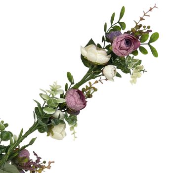 GARLAND VINTAGE ROSE 59" WHITE/PINK/YELLOW