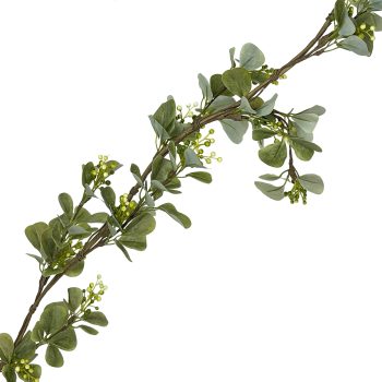 GARLAND LEAVES 59" GREEN W/WHITE BERRIES