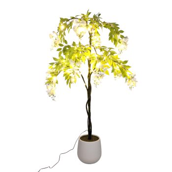 TREE WISTERIA 48"/120CM WHITE 76L WARM WHT. 120V