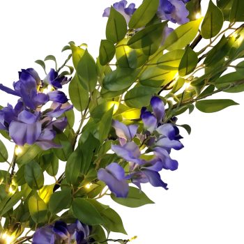 GARLAND WISTERIA 71"/180CM PURPLE 85L WARM WHT. B/O 3AA