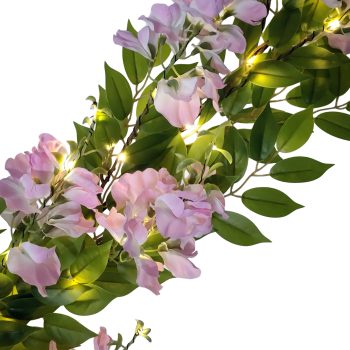 GARLAND WISTERIA 71"/180CM PINK 85L WARM WHT. B/O 3AA