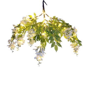 BRANCHES HANGING WISTERIA 35"/90CM WHITE 120L-WW 120V