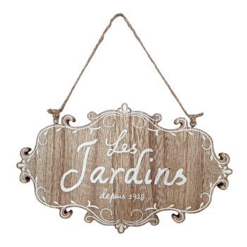 WOODEN SIGN 6"-"LES JARDINS" NATURAL FINISH