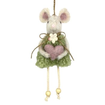 ORM MOUSE 8" GREEN DRESS W/HEART