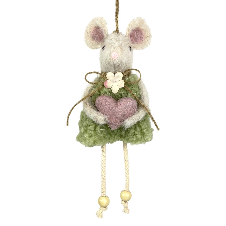 ORM MOUSE 8" GREEN DRESS W/HEART