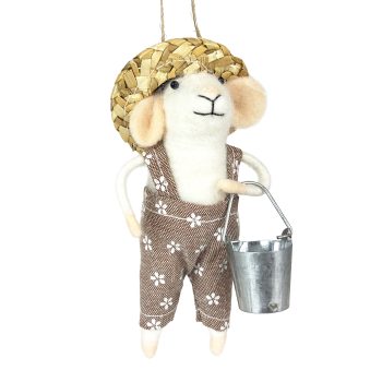 ORN MOUSE BROWN 5.5" W/OVERALL & BUCKET