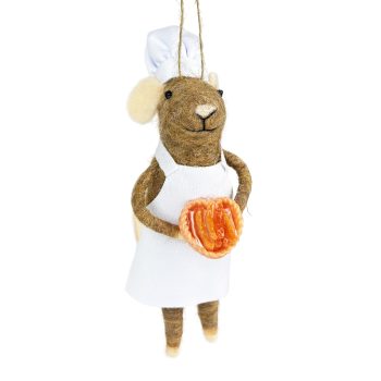ORN MOUSE BROWN 5.5" CHEF W/WHITE APRON & HAT
