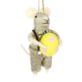 ORN MOUSE BROWN 4.5" W/YELLOW EGG