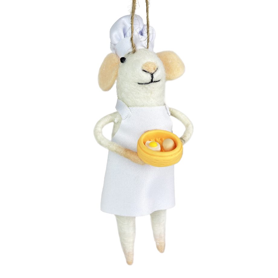 ORN MOUSE WHITE 5.5" CHEF W/APRON & HAT