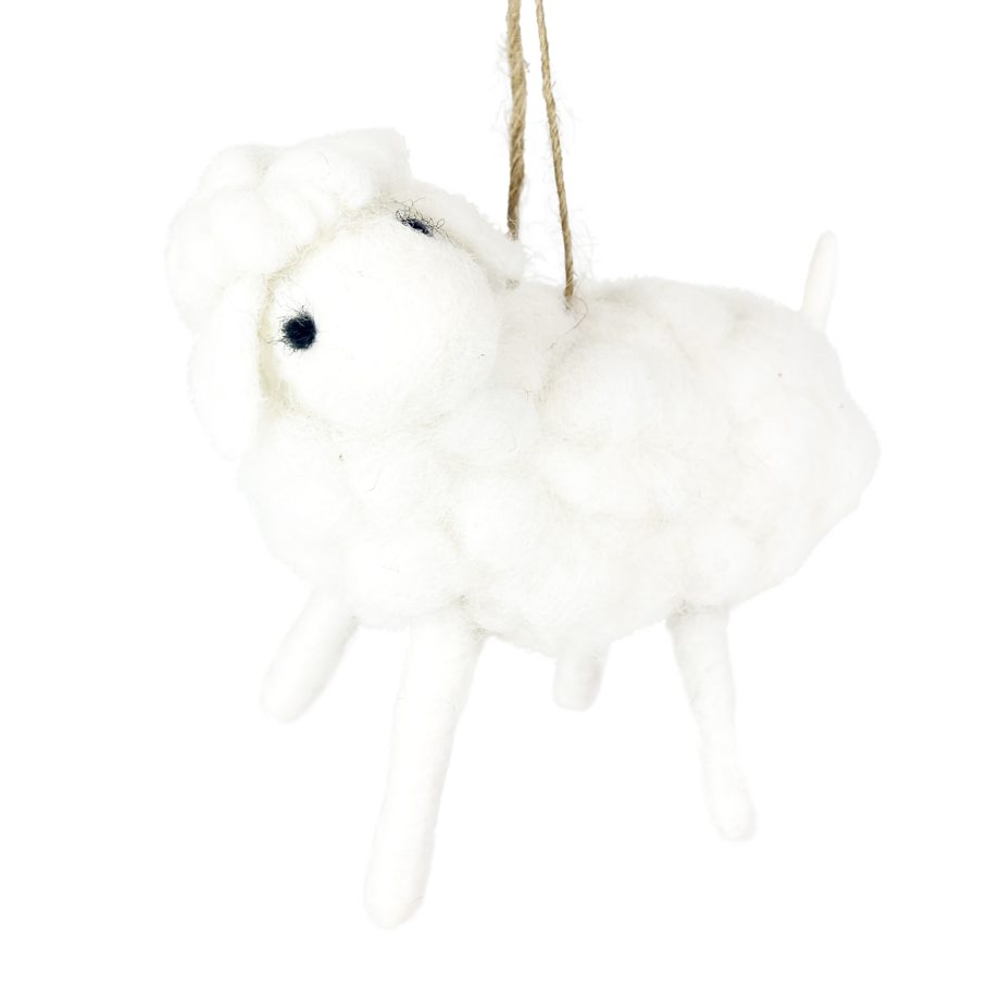ORN SHEEP WHITE 4" STANDING