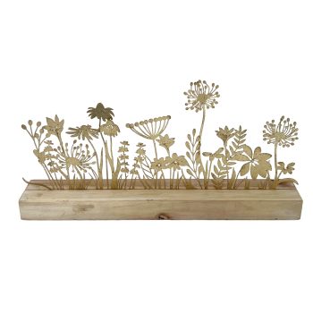 METAL FLORAL DECOR 14.5"X7"H GOLD FINISH