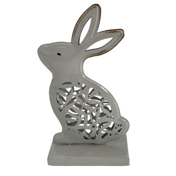 BUNNY DECOR METAL 5"X2.5"X9.5"H CREAM FINISH