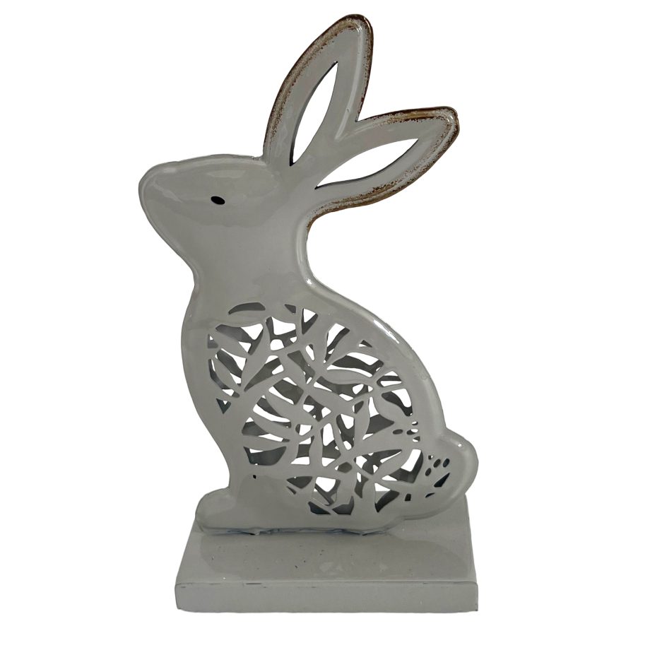 BUNNY DECOR METAL 5"X2.5"X9.5"H CREAM FINISH