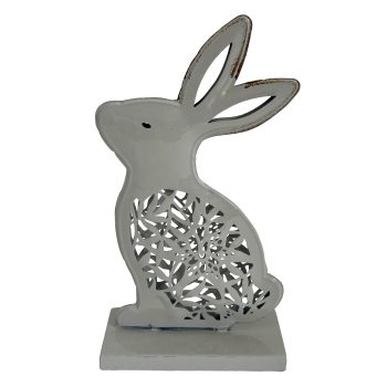 BUNNY DECOR METAL 6"X2.5"X11"H CREAM FINISH