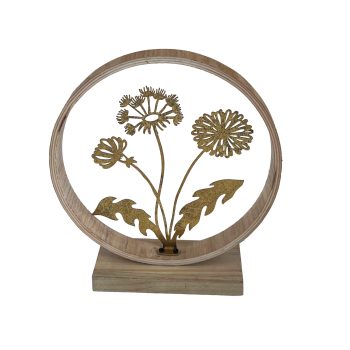 FLOWER DECOR IN RING METAL 7"X2"X7.5" GOLD FINISH