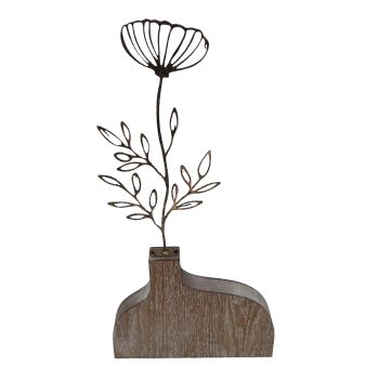 FLOWER IN POT DECOR 7.5"X1"X15.5" GOLD FINISH