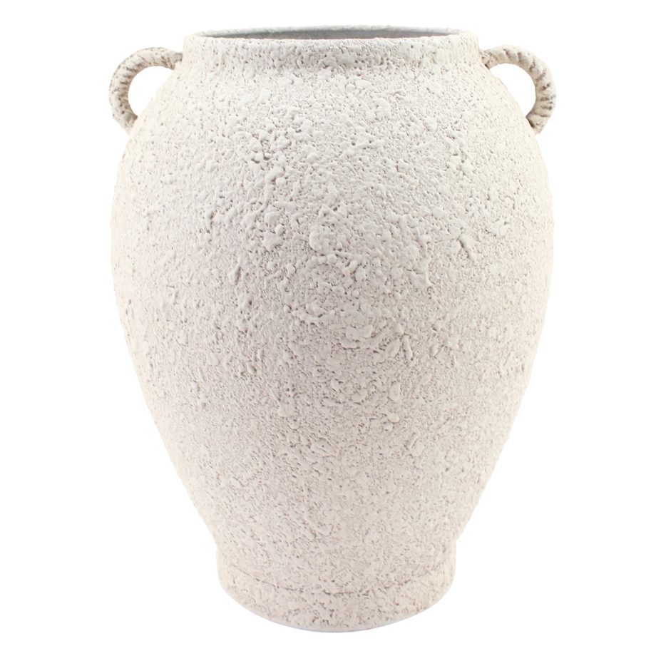 METAL VASE 10"X13"H BEIGE SAND FINISH