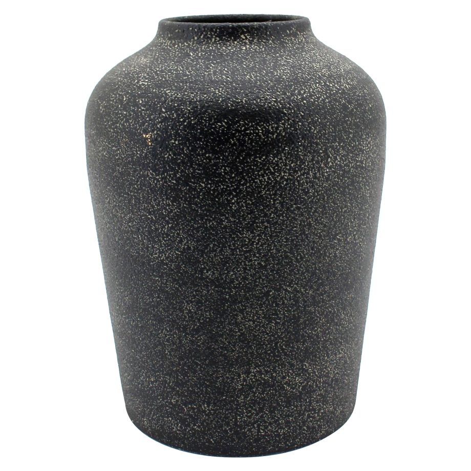 METAL VASE 6.5"X9"H MATTE BLACK FINISH