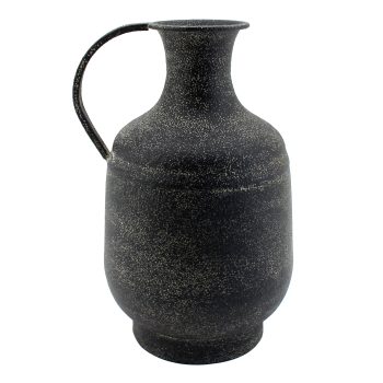 METAL VASE 7"X11"H W/HANDLE MATTE BLACK FINISH