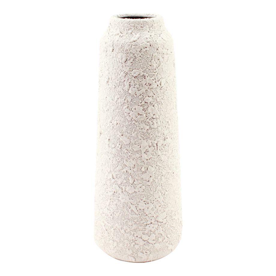 METAL VASE 5"X12"H BEIGE SAND FINISH
