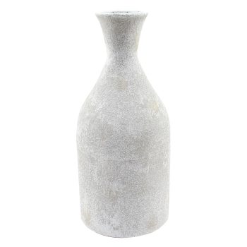 METAL VASE 5.5"X12.5"H WHITE STONE FINISH