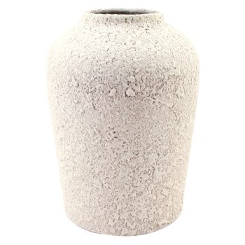 METAL VASE 6.5"X9"H W/2 BEIGE SAND FINISH