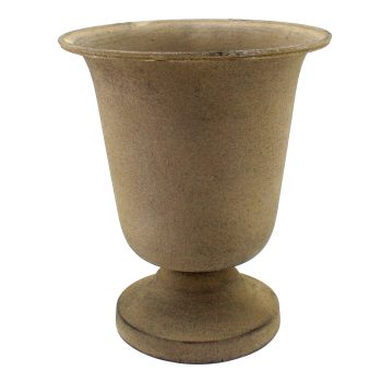 METAL POT 7.5"X9" W/PEDESTAL ANTIQUE FINISH
