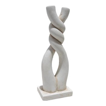 TWISTED KNOT CEMENT TABLE DECOR 4"X10.5"H WHITE FIN.