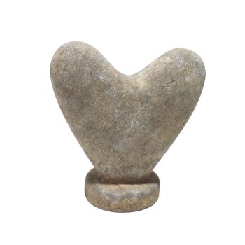 HEART DECOR CEMENT 5.5"X6"H STONE FINISH