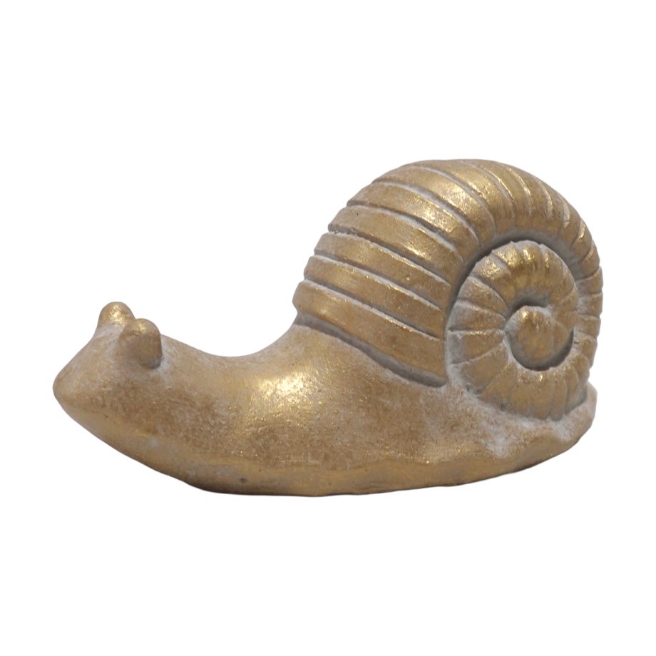 SNAIL DECOR CEMENT 6.5"X3"H GOLD FINISH