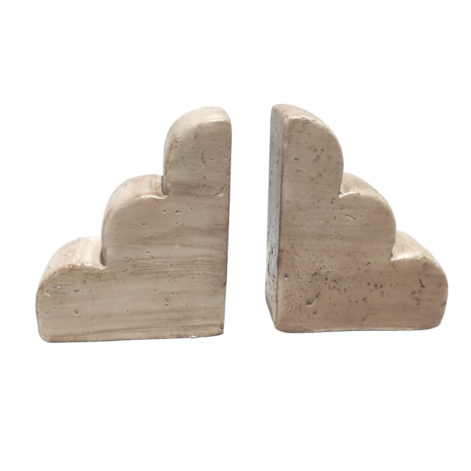 BOOK ENDS DECOR CEMENT 8"X5"H 2PC MARBLE FINISH