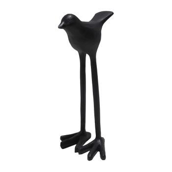 LONG LEGS BIRD DECOR POLYRESIN 4"X8"H BLACK FINISH