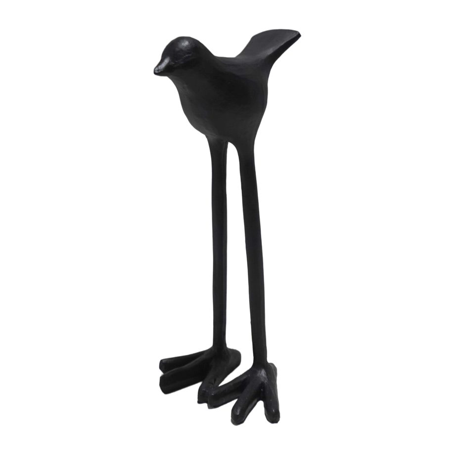 LONG LEGS BIRD DECOR POLYRESIN 4"X8"H BLACK FINISH