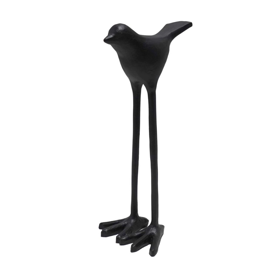 LONG LEGS BIRD DECOR POLYRESIN 5"X10"H BLACK FINISH