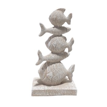 STACKED FISH DECOR POLYRESIN 5.5"X10"H NAT. ECRU FINISH