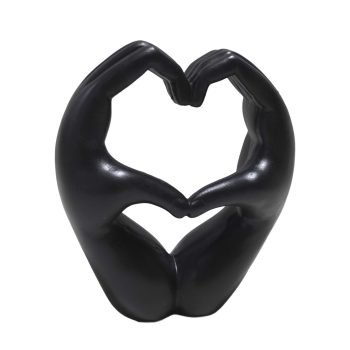 HAND HEART DECOR POLYRESIN 6.5"X7.5" BLACK FIN.
