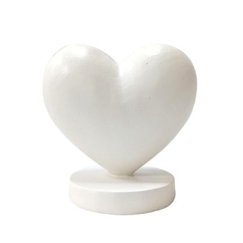 HEART TABLE DECOR POLYRESIN 4"X3"X4" WHITE