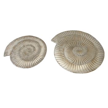 METAL PLATE SEASHELL LOOK 15"/11.5" SEA WHITE FINISH