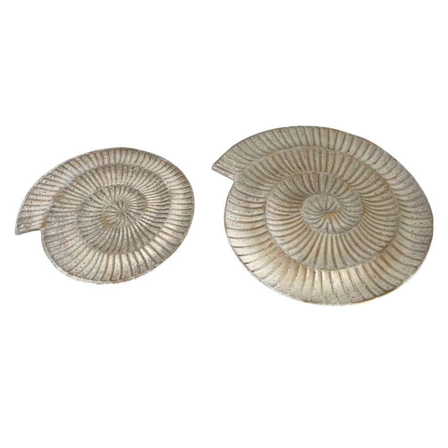 METAL PLATE SEASHELL LOOK 15"/11.5" SEA WHITE FINISH