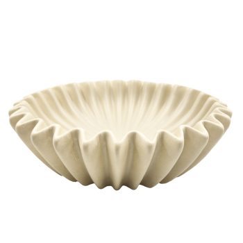 SHELL PLATE STONEWARE 12"X3.5"H MATTE BEIGE FINISH