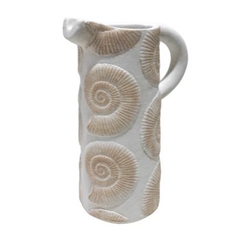 SEASHELL JUG CEMENT 7"X4"X10"H NATURAL WHITE/SAND FIN